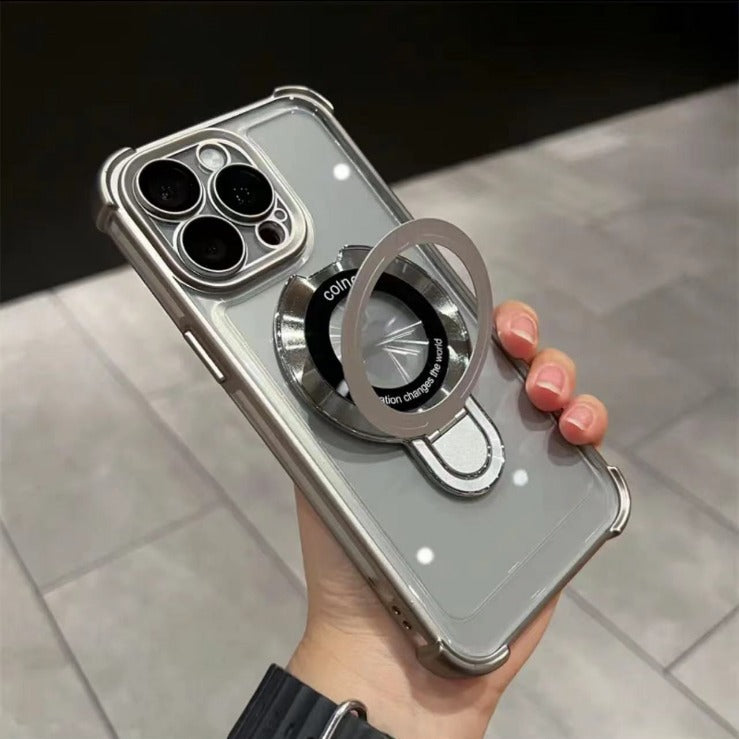 Suitable For IPhone17promax Plating Bracket Magnetic Suction Space Shell AIR Protective Sleeve