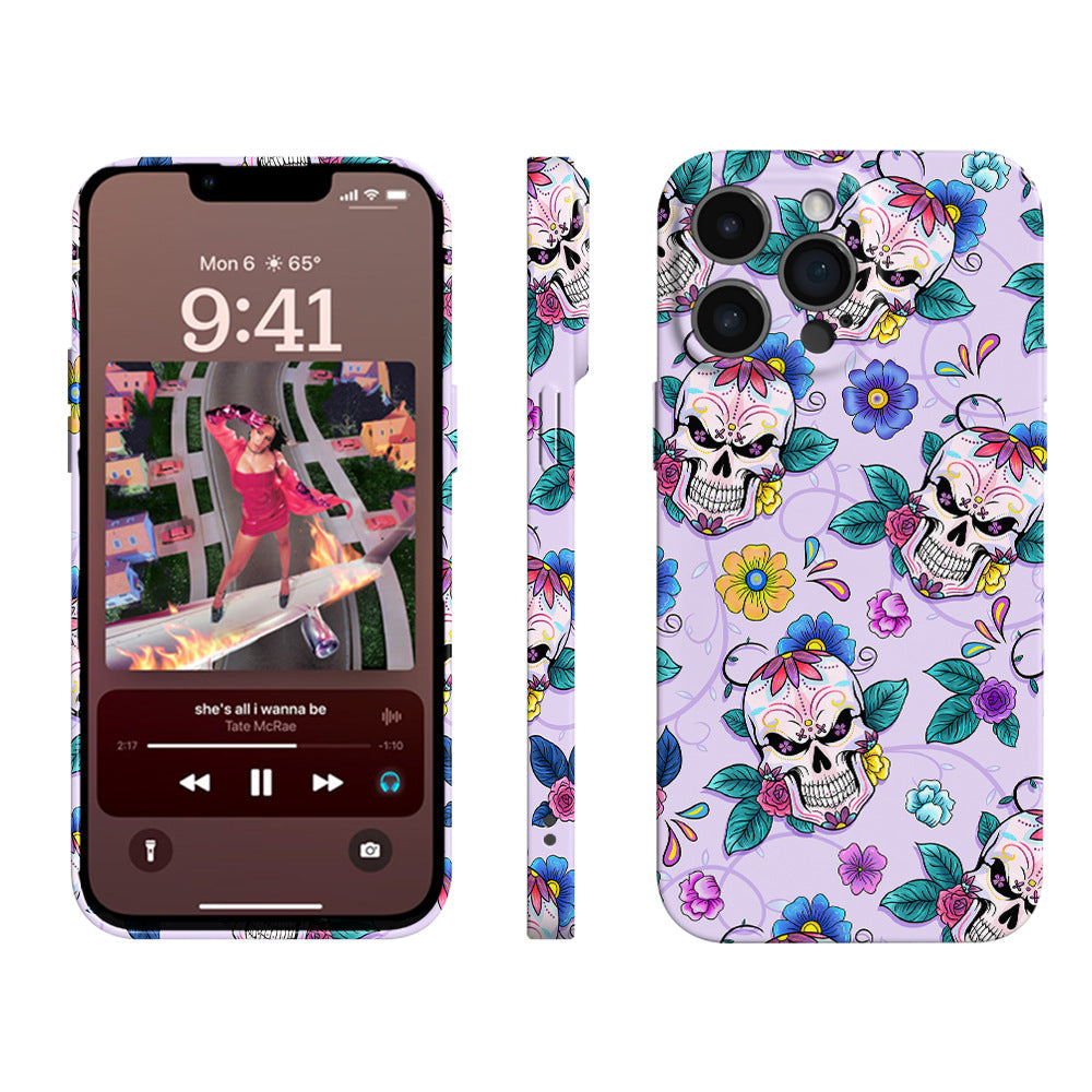 Line Flower Skull IPhone Case