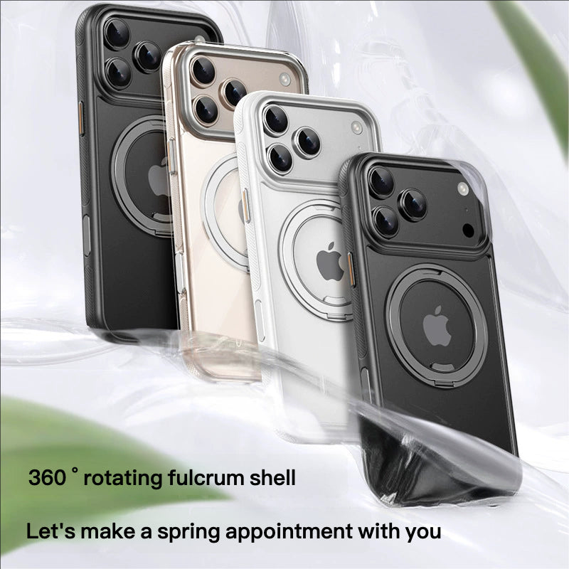 Suitable For IPhone17Promax Mobile Phone Shell Magnetic 360 Rotating Gear Bracket Apple Protective Cover