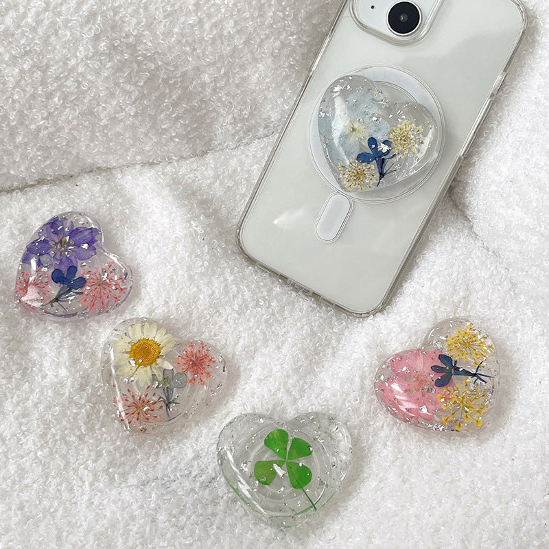 Transparent Glitter Sequins Flowers Silver Foil Adhesive Phone Airbag Holder