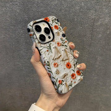 Three-dimensional Embroidered Skull Double-layer Apple 16 Phone Case