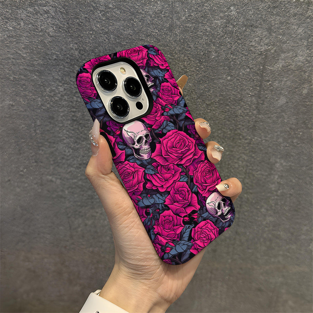 Dark Rose IPhone16 Skull Frosted Phone Case