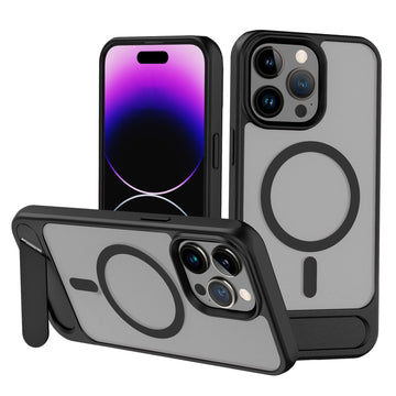 Suitable For Apple 17 Metallic Paint Frosted Magnetic Absorbing Invisible Rhombic Bracket Mobile Phone Case