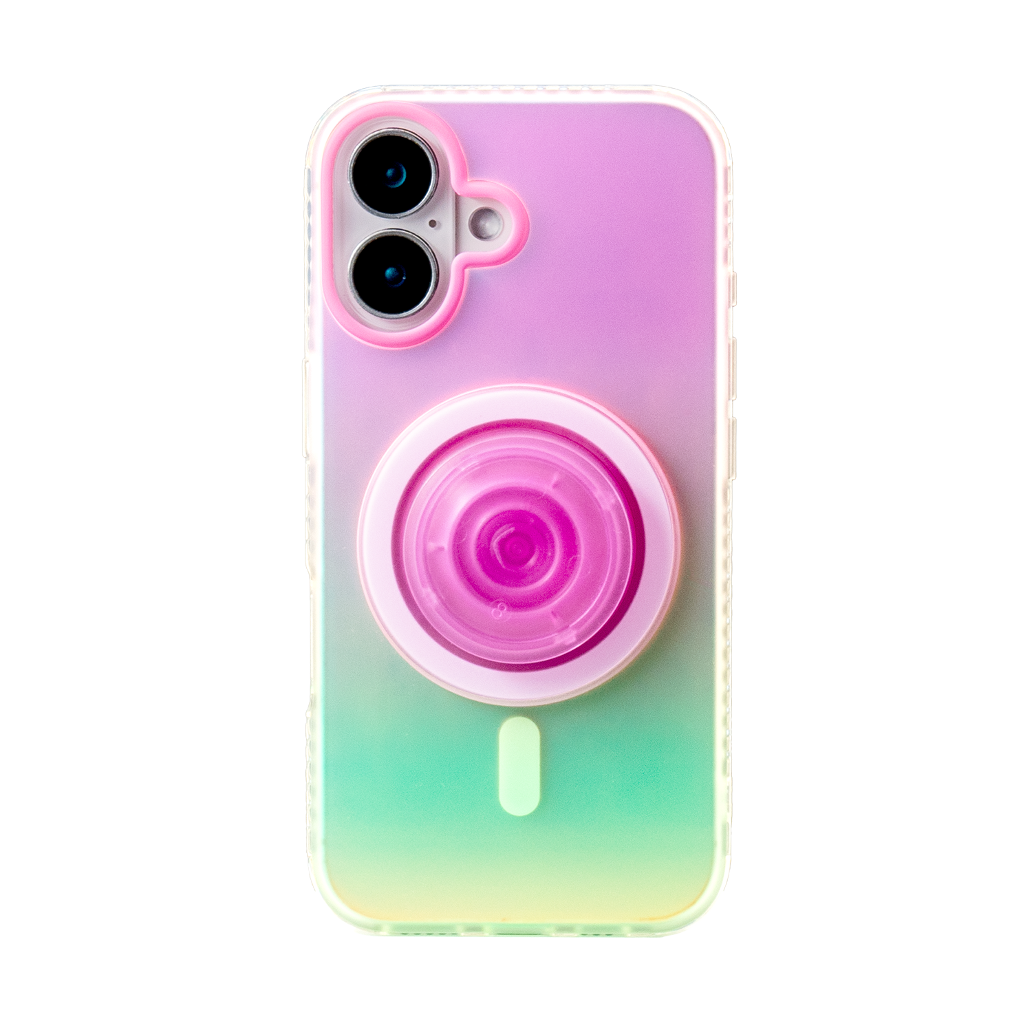 Neon Vibes｜Pink Green Frosted MagSafe Phone Case Grip Set