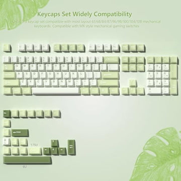 Womier Matcha Green Keycaps PBT, Jelly Keycaps 60 75 100 Percent, Translucent Jade Key caps Custom 127 Keys, Cherry Profile for 61/68/84/87/98/100 Cherry Gateron MX Mechanical Gaming Keyboards