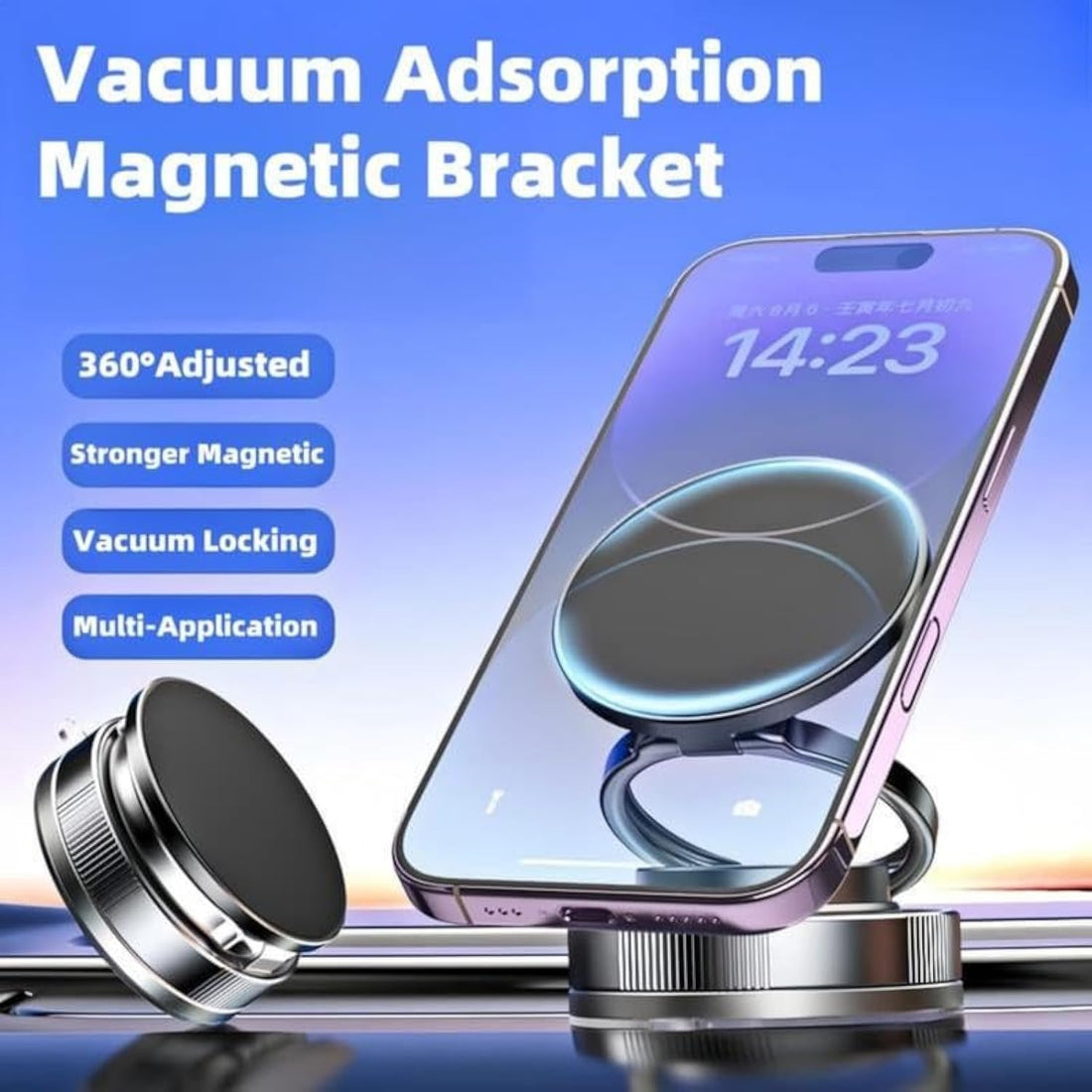 New Magnetic Mobile Phone Bracket Foldable Lifting Rotating Multifunctional Vacuum Adsorption Car Bracket