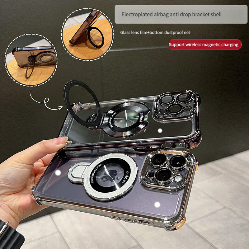 Suitable For IPhone17promax Plating Bracket Magnetic Suction Space Shell AIR Protective Sleeve