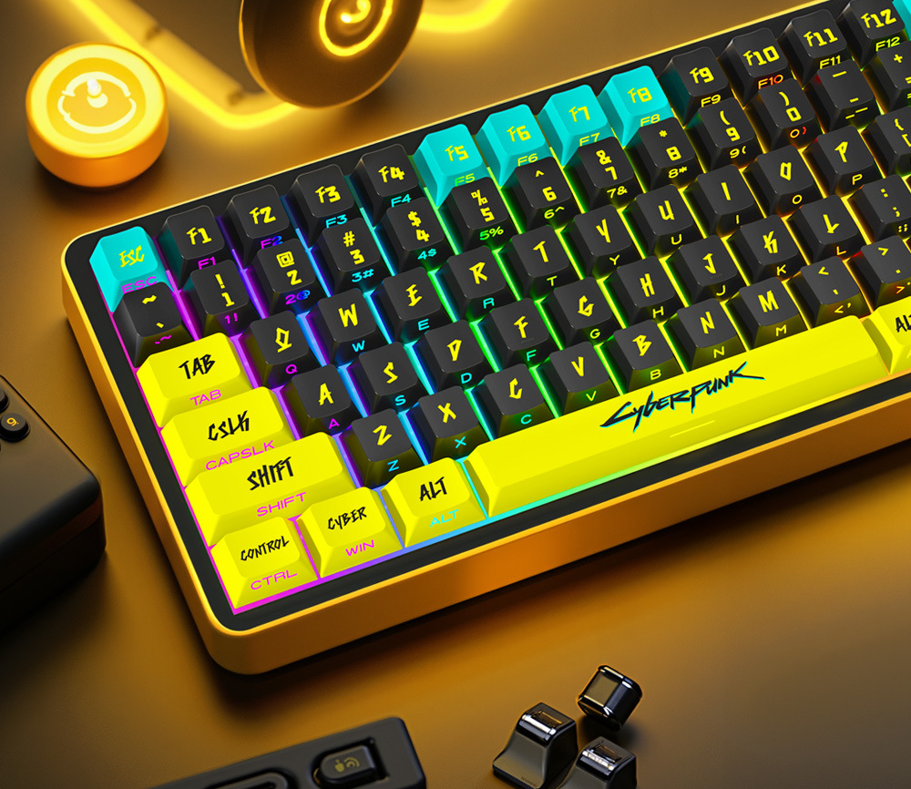 Cyberpunk Keycap PBT Side Engraved Light Transparent Mechanical Keyboard Cap