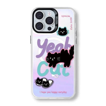 Shine Laser Black Cat | MagSafe Phone Case